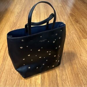 Tory Burch Black Leather Star-Embellished Tote